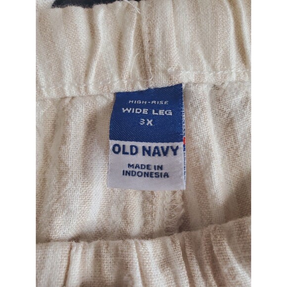 Old Navy Women's Linen Blend Striped Wide Leg Drawstring Waist Pants Sz 3X NWT - Picture 6 of 9